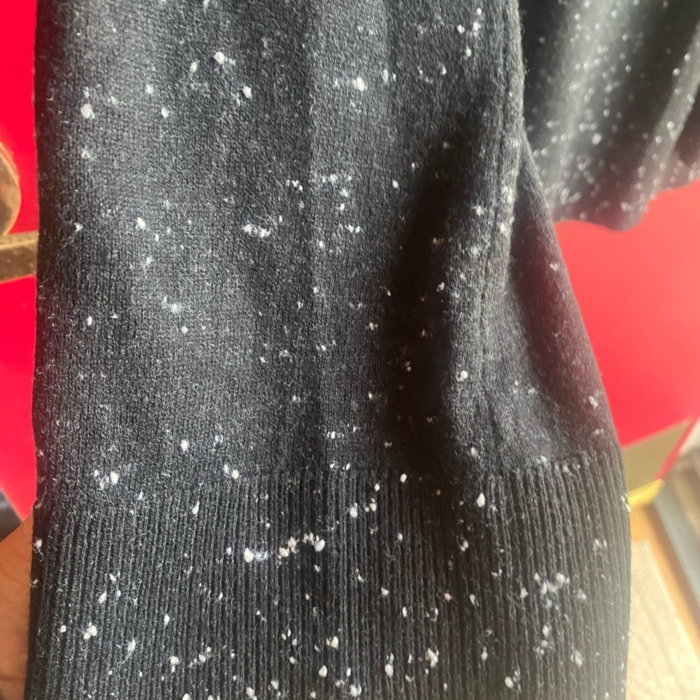Loft Black & White Speckled Sweater with Cutout Detail Acrylic Nylon Bell sleeve - Picture 4 of 4